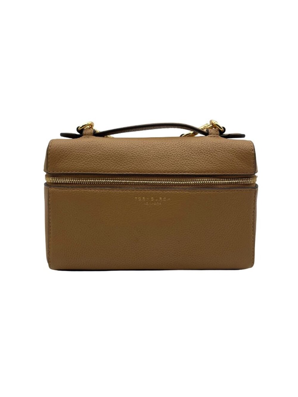 Tory Burch Light Brown Pebbled Leather Top Handle Crossbody Bag